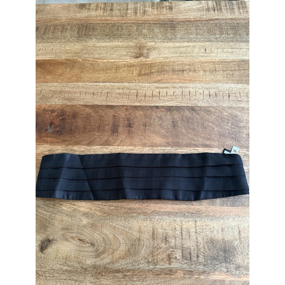 Domenico Vacca Men's Silk Cummerbund Size L Black Plaid Tuxedo Formal Wedding
